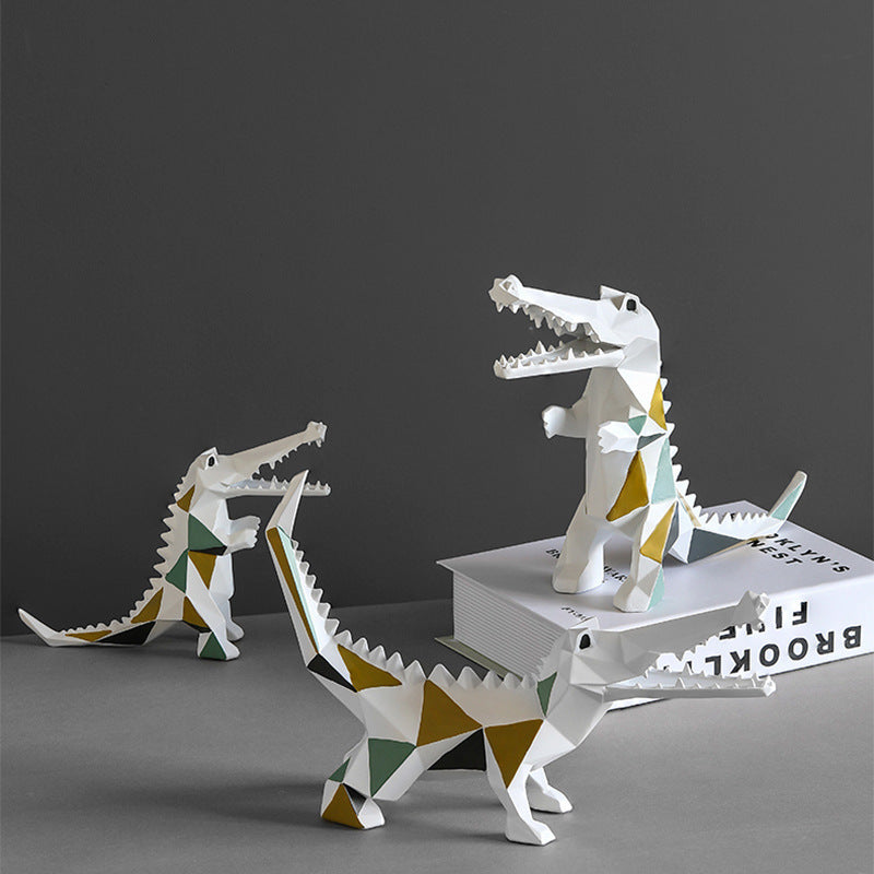 Geometric Crocodile Figurine - Modern Resin Sculpture for Home Decor - decorazioni