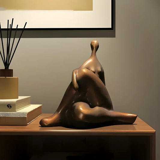 Creative Abstract Resin Woman Sculpture - Simple Living Room Decoration - Bronze Brown - Art & design