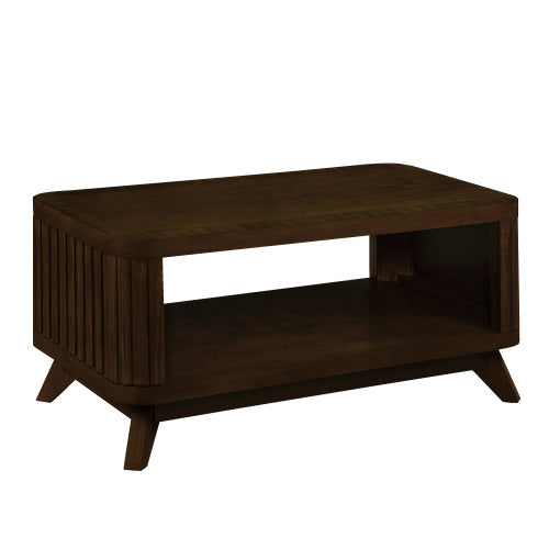 Espresso Wooden Coffee Table with Open Storage Shelf