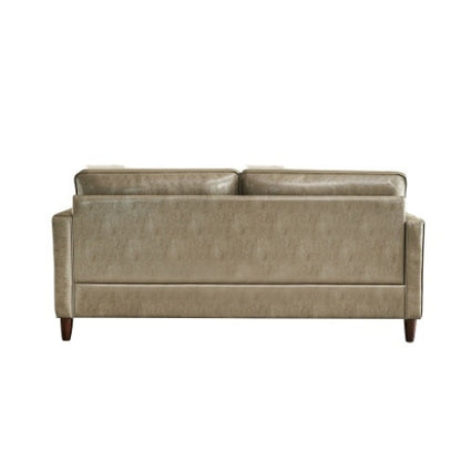 Modern Mid-Century Vegan Leather Sofa – 75" Khaki Couch