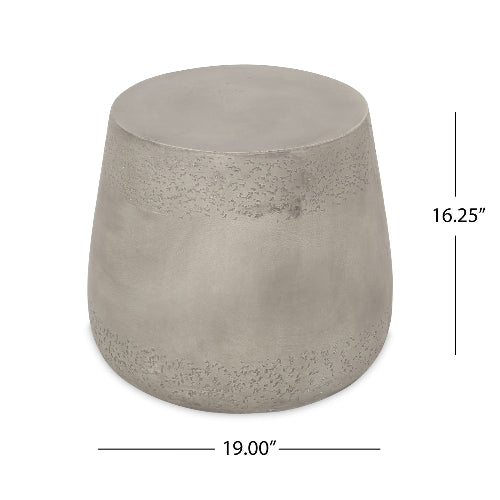 Orion Side Table - Boho-Style Light Concrete Drum-Shaped Side Table - Light Gray