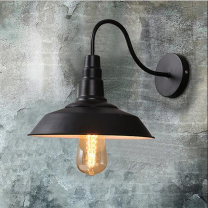 Retro Wall Lamp in Wrought Iron E27 Lighting 220V 26 cm/36 cm Shade - lamp light