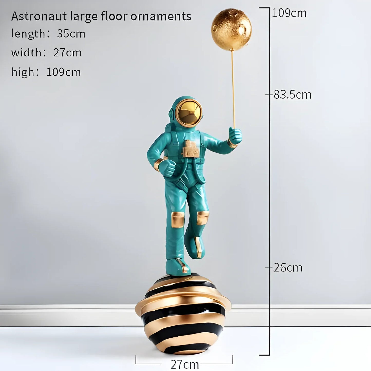 Astronaut Large Floor Decoration - Resin Sculpture for Living Room - Green - Home