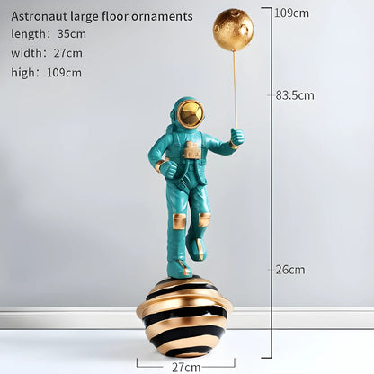 Astronaut Large Floor Decoration - Resin Sculpture for Living Room - Green - Home