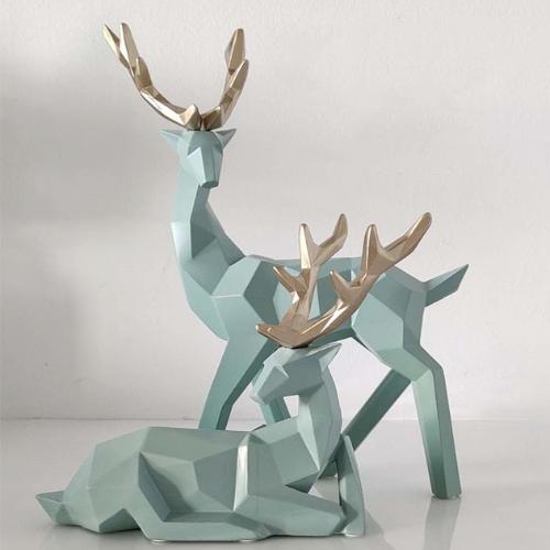 Deer Sculpture in Resin | Elegant Wildlife-Inspired Home Decor - Green set - Art & design