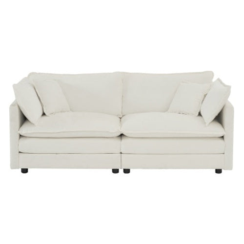 White Chenille Loveseat – Elegant 2-Seater Sofa for Modern Living Rooms