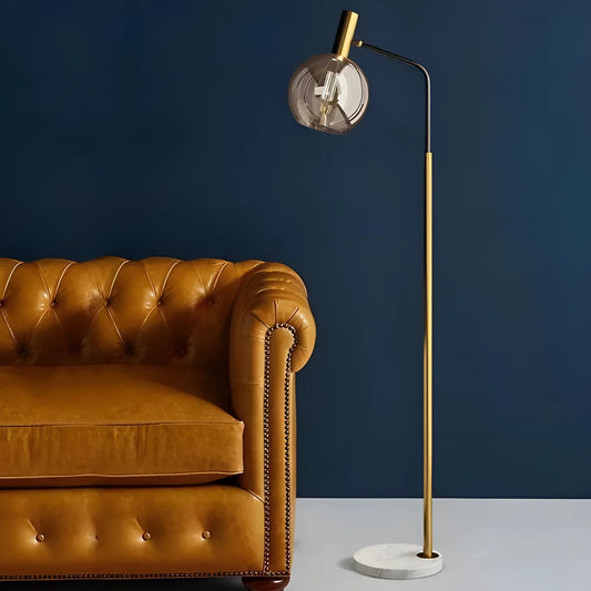 Donatella Modern Vintage Floor Lamp with Glass Sphere Shade - Elegant Reading Lamp for Living Room - 1 Style