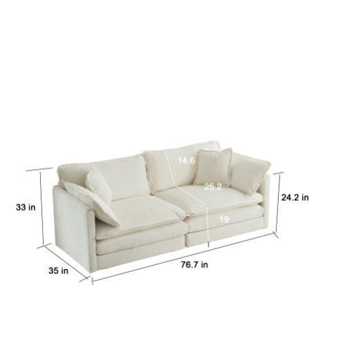 White Chenille Loveseat – Elegant 2-Seater Sofa for Modern Living Rooms