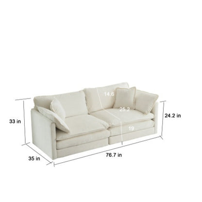 White Chenille Loveseat – Elegant 2-Seater Sofa for Modern Living Rooms