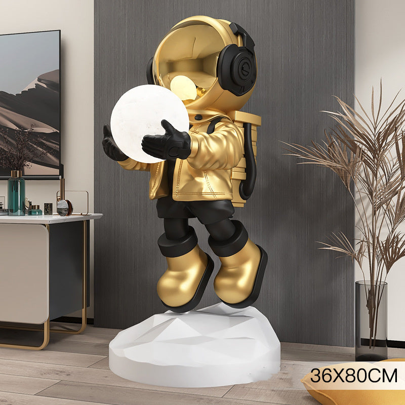 Astronaut Living Room Large Floor Ornament Entrance Light - Gold / 80cm - lamp light