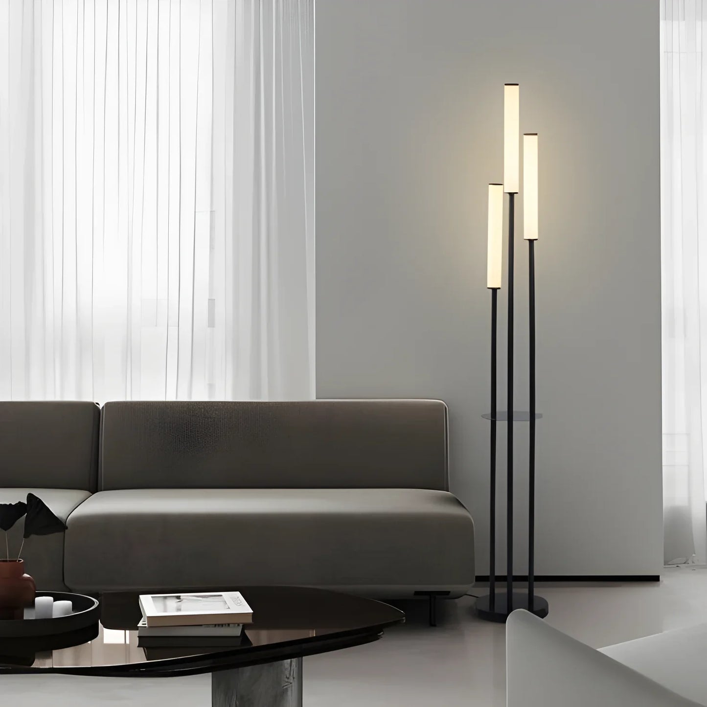 Floor Lamp with Three Light Sources – Linear and Modern Design - Remote control / EU - lamp light