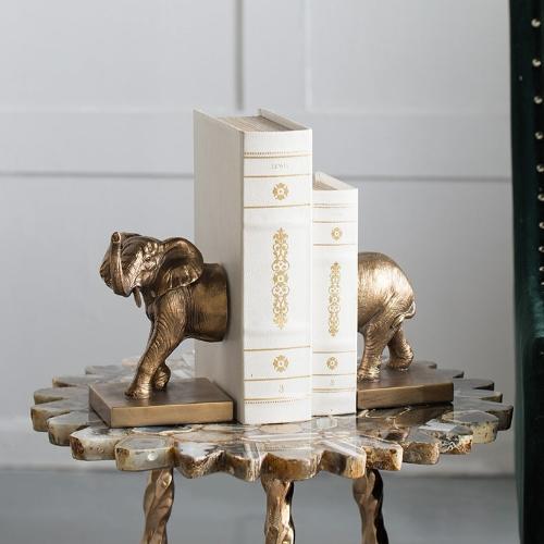 Rhinoceros and Elephant Animal Bookends | Handmade Resin Craft Desktop Decoration - Home