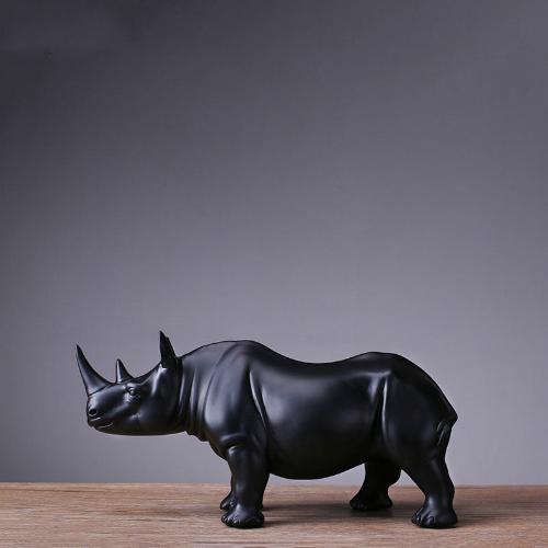 ’Modern Black Resin Rhino Sculpture – Unique Decor Accent for Home and Office’ - Art & design