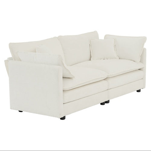 White Chenille Loveseat – Elegant 2-Seater Sofa for Modern Living Rooms