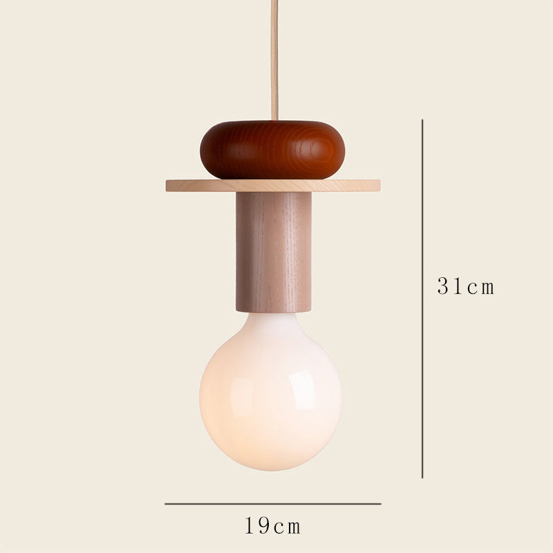 "Gloow369 small geometric bedside droplight with wooden body, minimalist design for modern bedrooms."