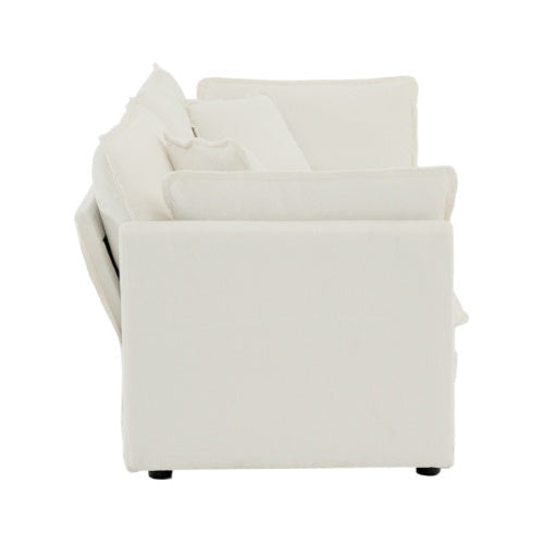 White Chenille Loveseat – Elegant 2-Seater Sofa for Modern Living Rooms