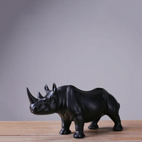 ’Modern Black Resin Rhino Sculpture – Unique Decor Accent for Home and Office’ - 2style - Art & design