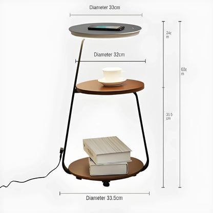 Coffee Table with Integrated LED Lamp Scandinavian Style Wood and Iron - Silver panel Dark Walnut / 220V US - lamp light