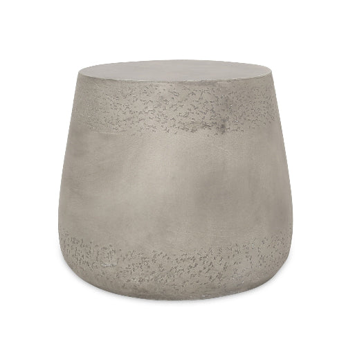 Orion Side Table - Boho-Style Light Concrete Drum-Shaped Side Table - Light Gray