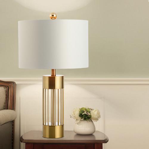 Modern Gold-Plated Metal Table Lamp with White Shade – Elegant and Luxurious - lamp light