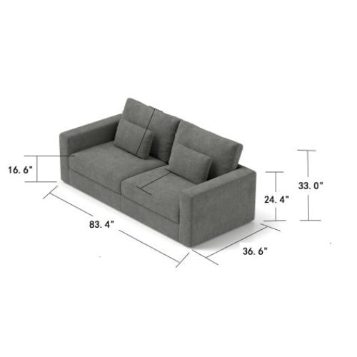 Modern 83" Three-Seater Sofa – Padded Cushions & Removable Cover