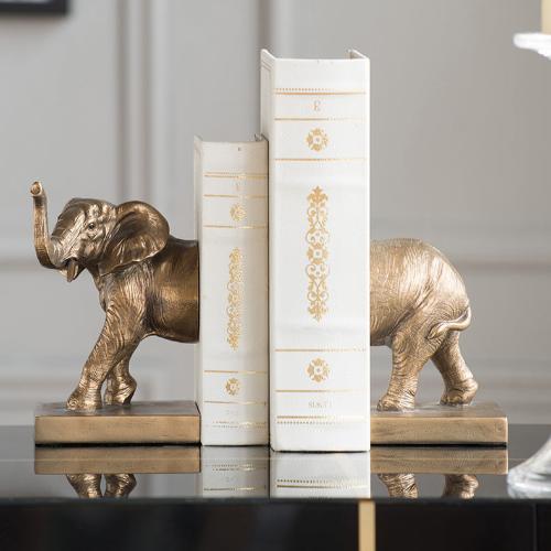 Rhinoceros and Elephant Animal Bookends | Handmade Resin Craft Desktop Decoration - Home