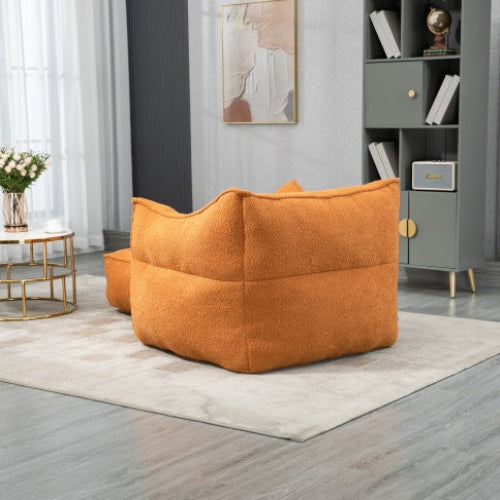 COOLMORE High Back Bean Bag Chair with Footrest in Orange – Comfortable Lounge Chair for Adults and Kids