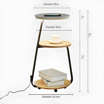 Coffee Table with Integrated LED Lamp Scandinavian Style Wood and Iron - Silver panel Light Walnut / 220V US - lamp