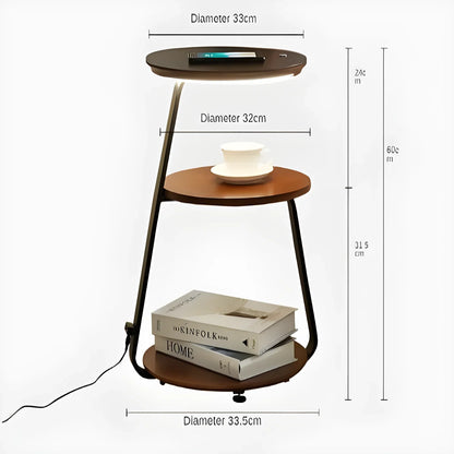 Coffee Table with Integrated LED Lamp Scandinavian Style Wood and Iron - Full walnut color / 220V US - lamp light