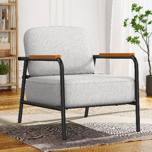 Modern design armchair with metal frame and comfortable padding"