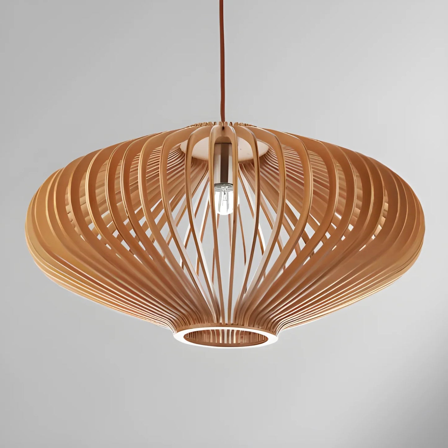 Bamboo Birdcage Wooden Pendant Lamp – Unique Handmade Chandelier - Bamboo - lamp light