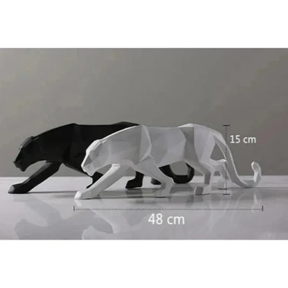 Modern Geometric Black Panther Sculpture - Wildlife Decor - decorazioni