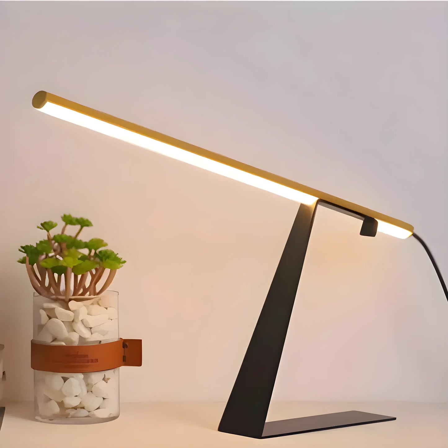 ’Sleek Modern Geometric Table Lamp with Extended Pole: Perfect for Study and Office’ - Art & design