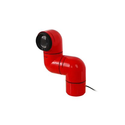 Red Space Age Water Pipe Lamp with rotating design, featuring a minimalist modern style for unique home lighting.